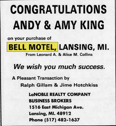 Bell Motel - June 1979 Ad (newer photo)
